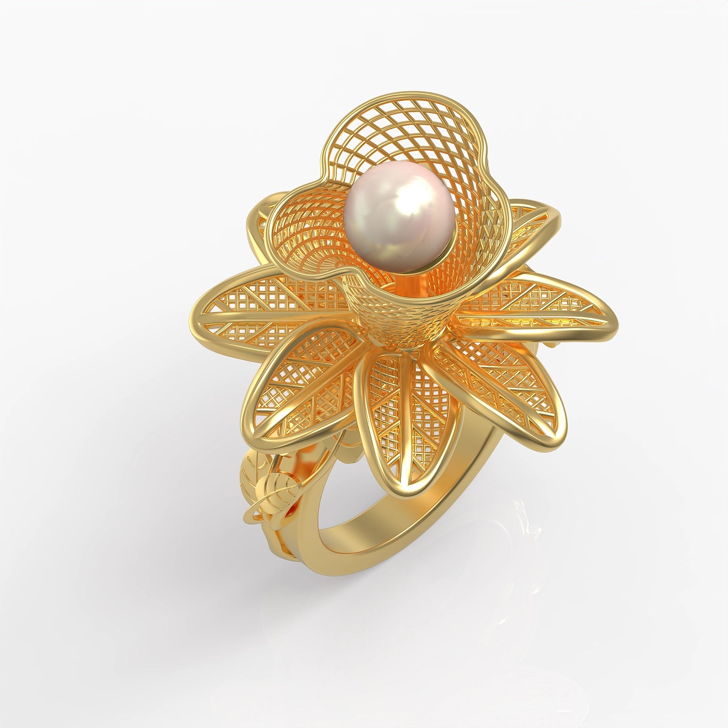 Fiorella Ring in Yellow Gold and White Tahitian Pearl image 0
