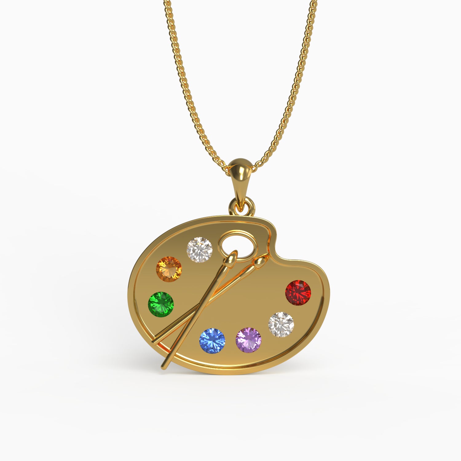 Palette d’Amour Pendant in Yellow Gold, Diamond, Ruby, Emerald, Sapphire image 0
