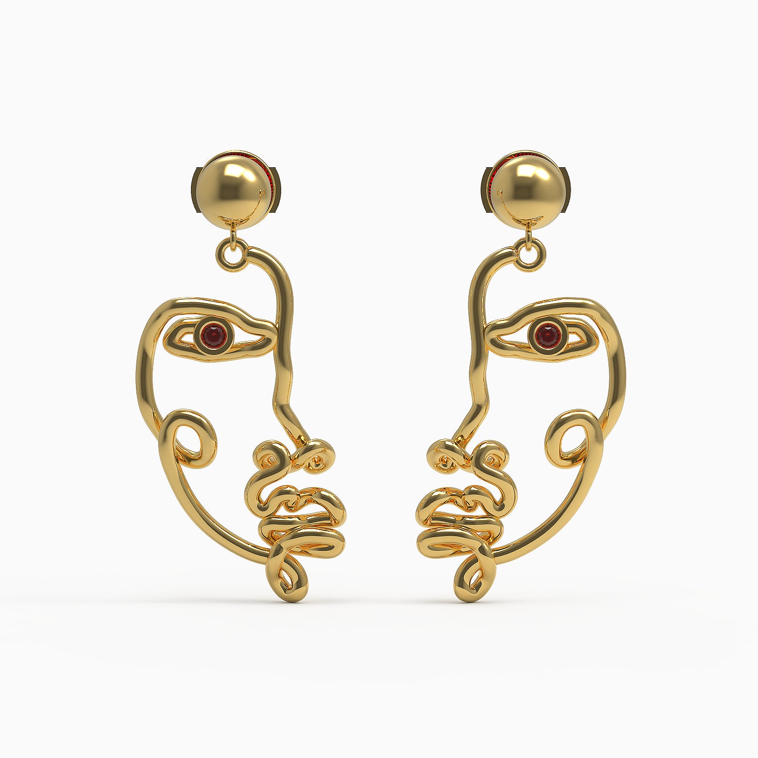 Ladinardò™ Self-Portrait Earrings in Yellow Gold, Ruby image 0