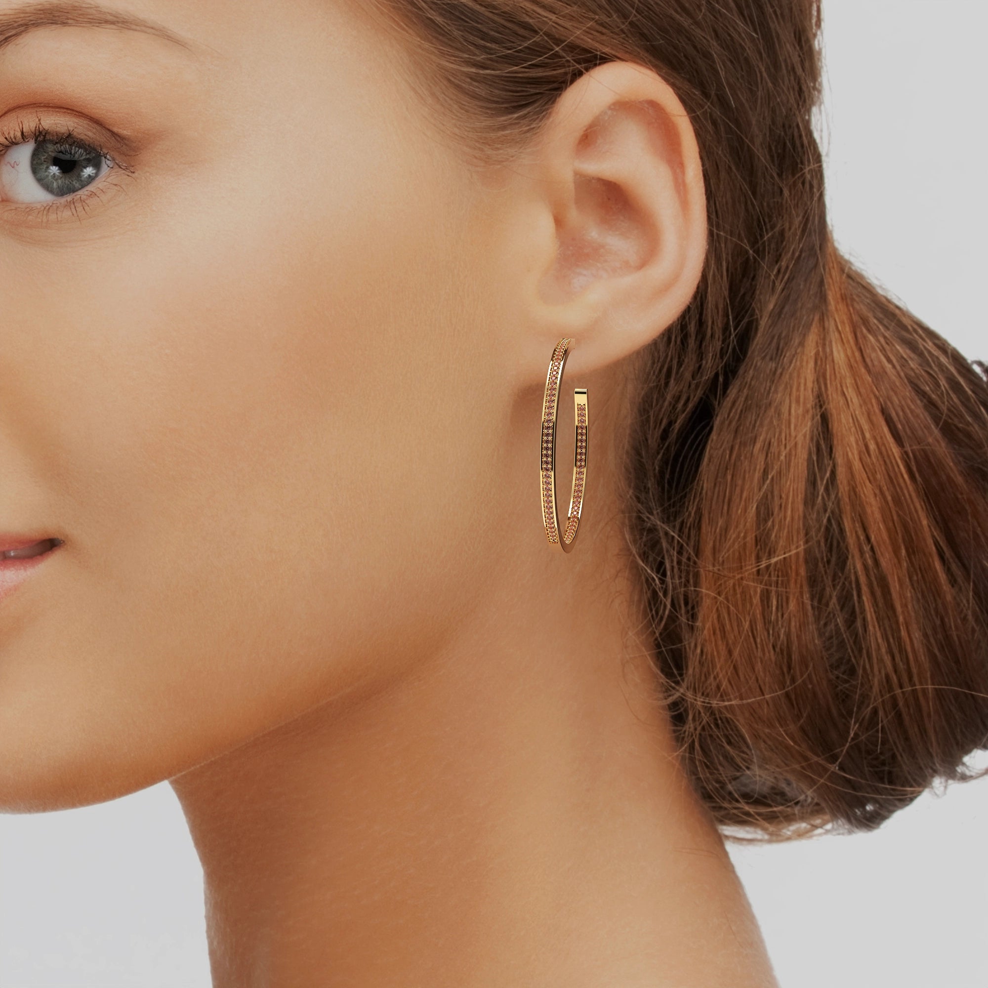 Ladinardò™ Metro Hoop Earrings in Yellow Gold and Garnet image 1