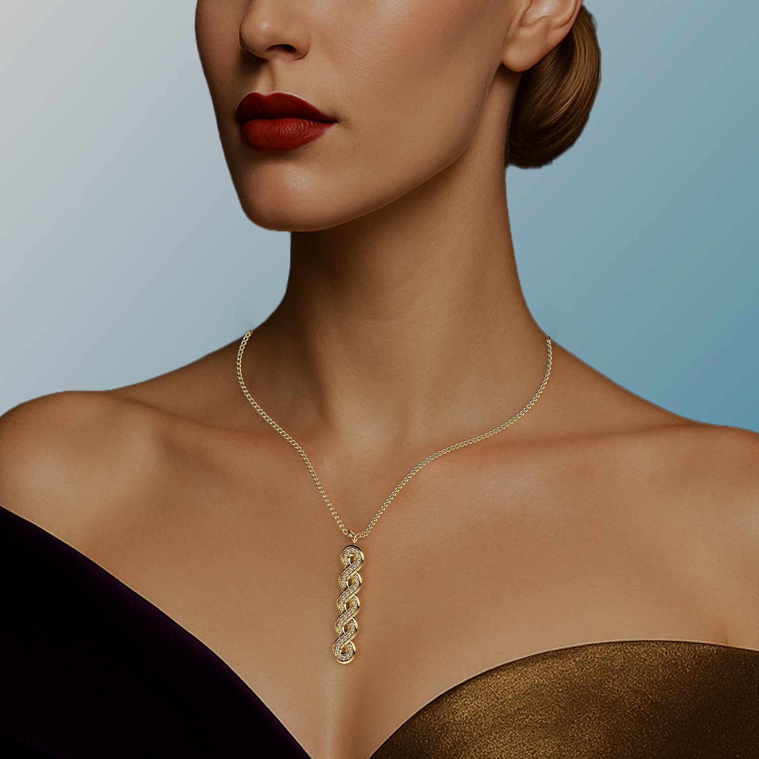 Ladinardò® Eternal Knot  Pendant in Yellow Gold, Diamond image 1