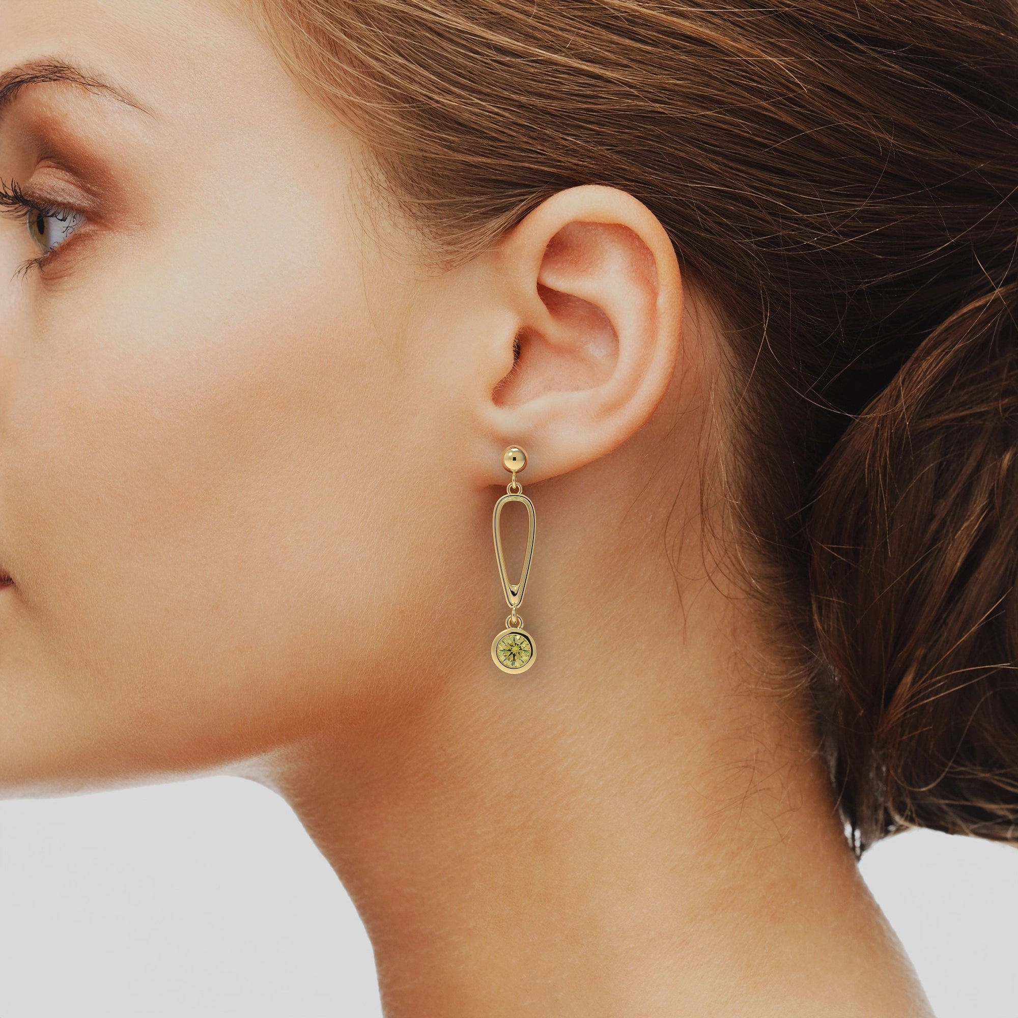 Ladinardò™ Hardware Link Earrings in Yellow Gold, Yellow Diamond image 1