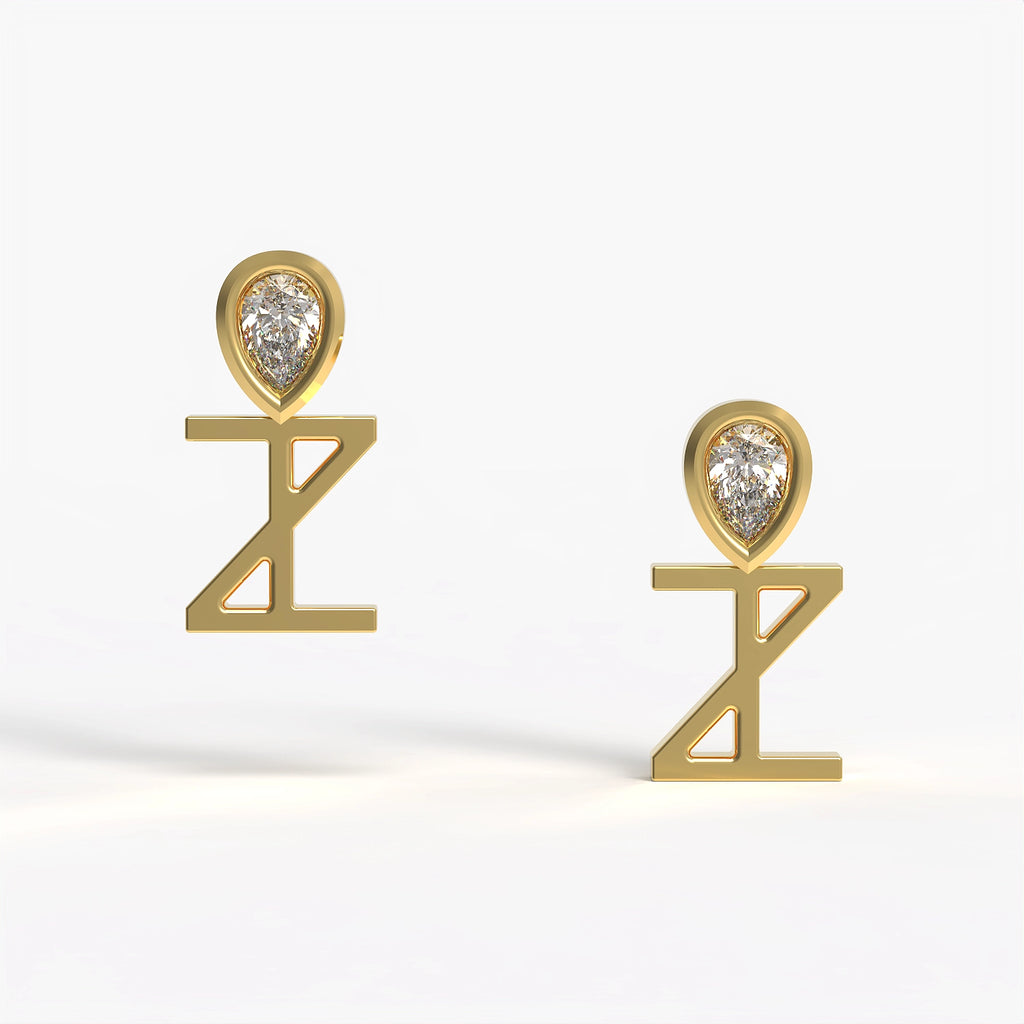 ANKH motif Earring in Yellow Gold and Diamond image 0