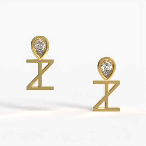 ANKH motif Earring in Yellow Gold and Diamond image 0