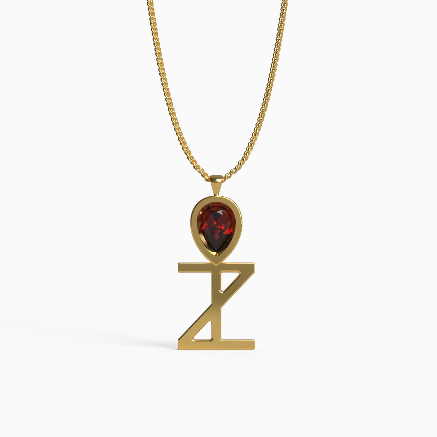 Ankh Motif Pendant in Yellow Gold and Ruby image 0