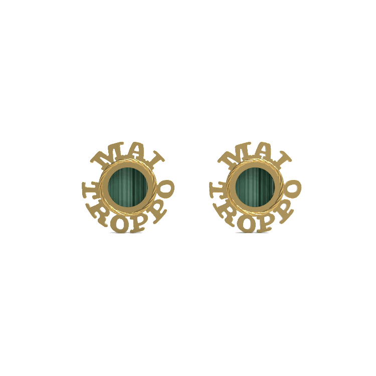 Ladinardò™ Hardware "Never Too Much" Earrings in Yellow Gold, Malachite image 2