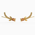 Tulip Climber Earrings in Yellow Gold, Diamond, Ruby, Pink Sapphire image 0