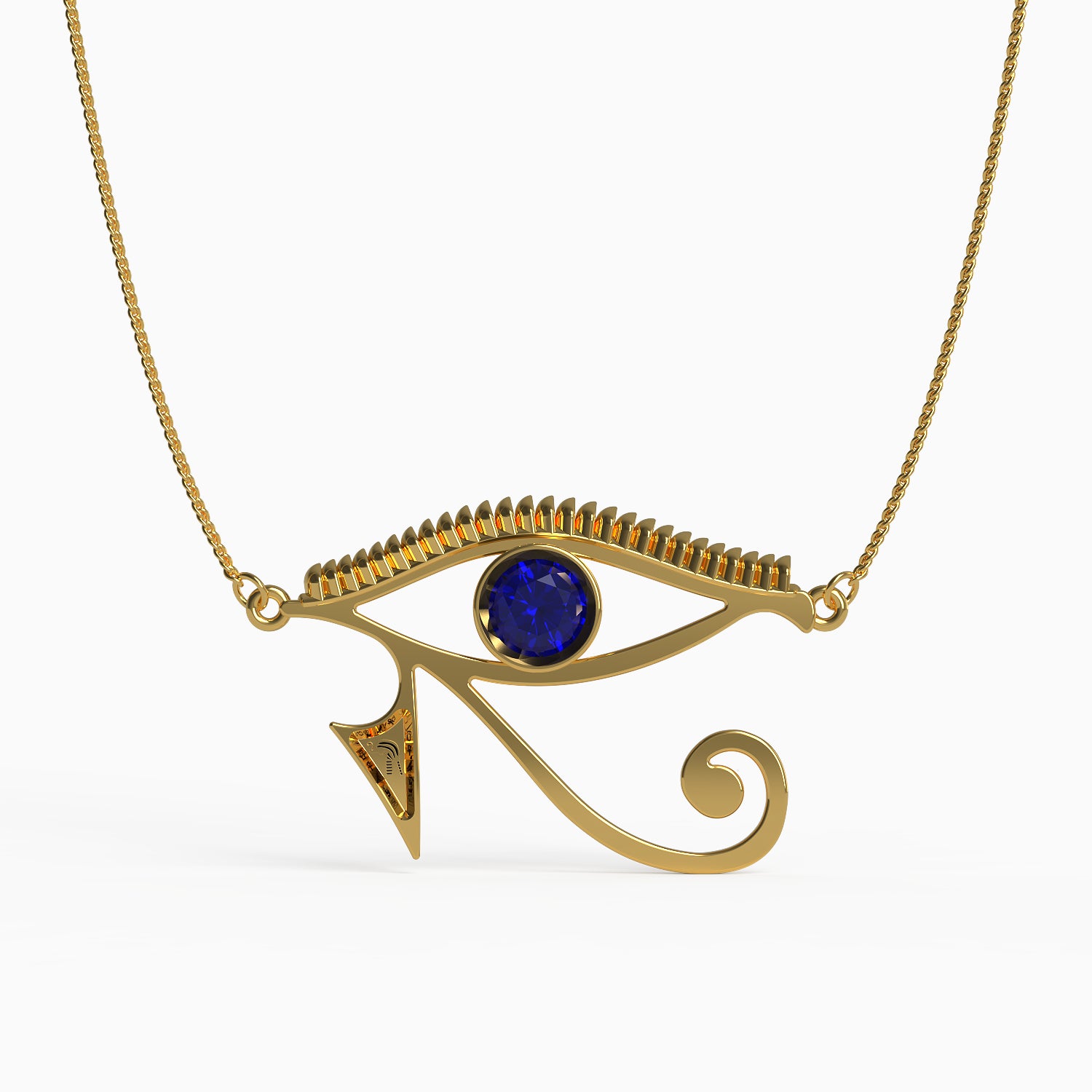 Horus Evil Eye Pendant in Yellow Gold, Sapphire image 0