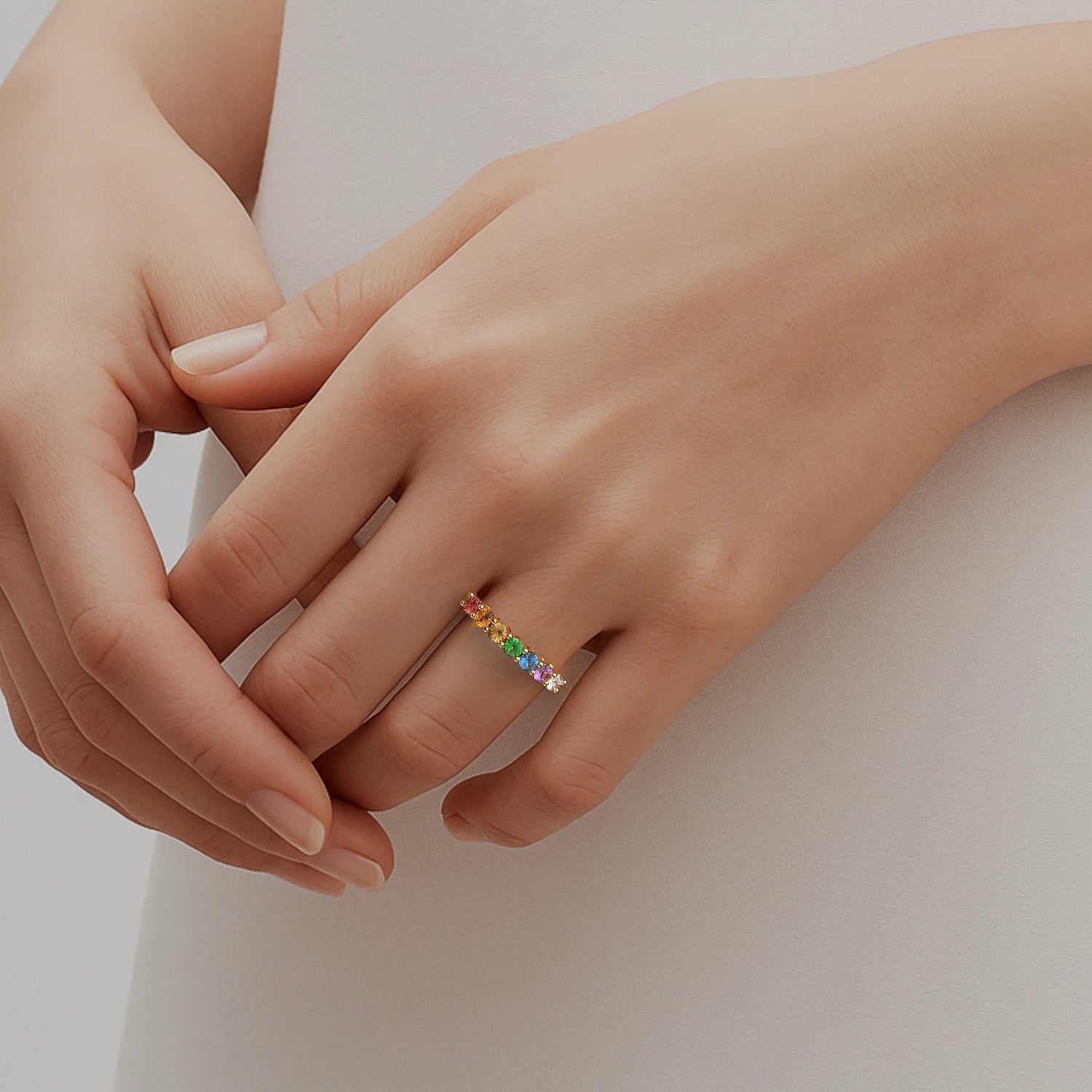 Ladinardò Eternal Band in Yellow Gold and Multi-Color Sapphires image 1