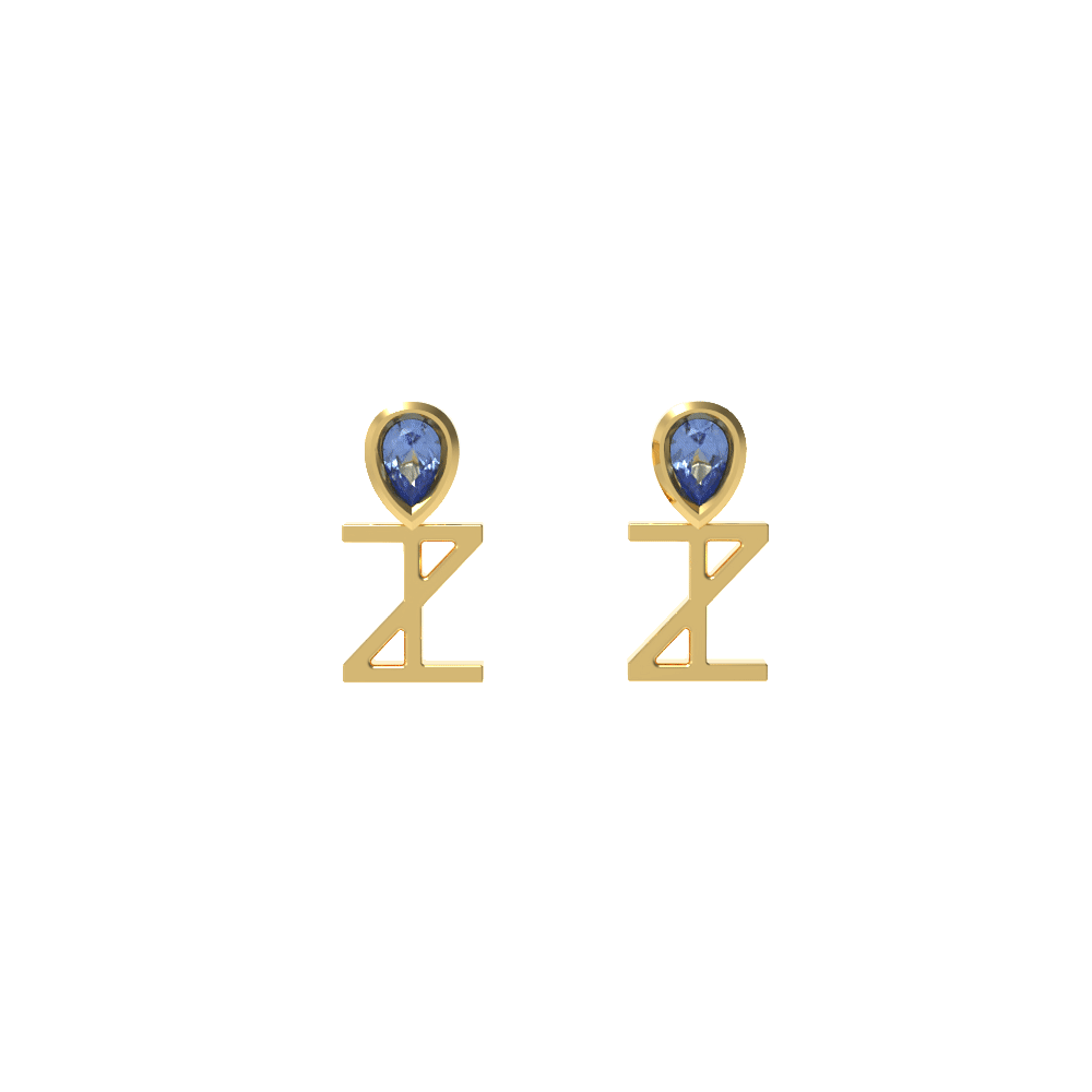 Ladinardò™ ANKH motif Earring in Yellow Gold and Sapphire image 2