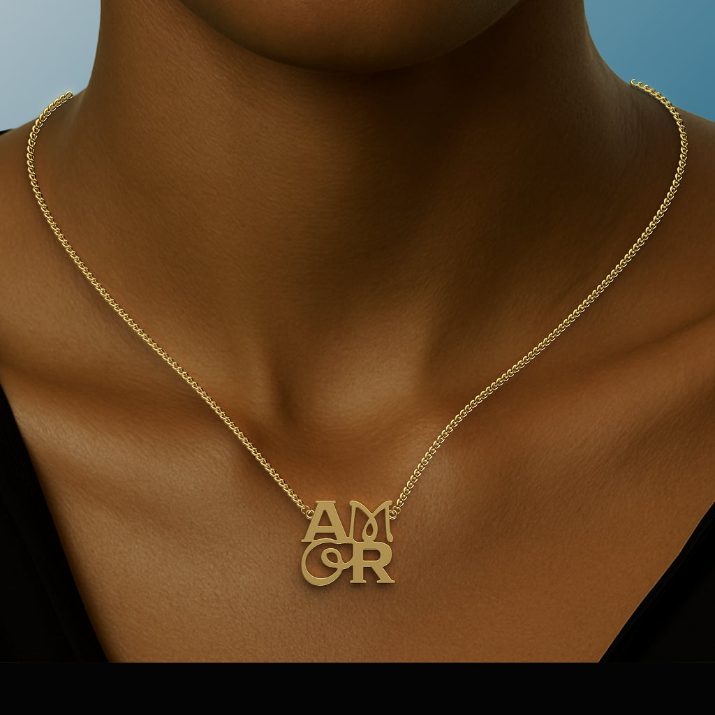 Parisian AMOR Pendant in Yellow Gold image 1