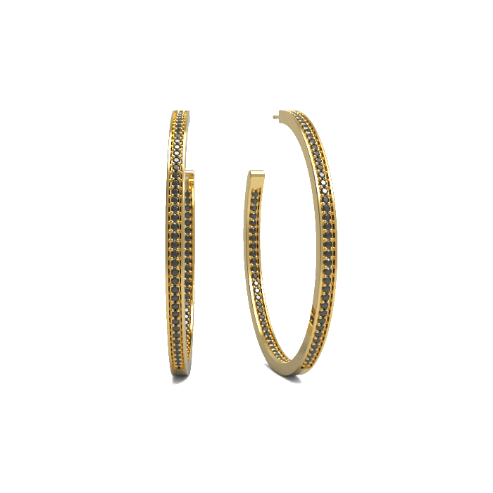 Ladinardò™ Metro Hoop Earrings in Yellow Gold and Black Diamonds image 2