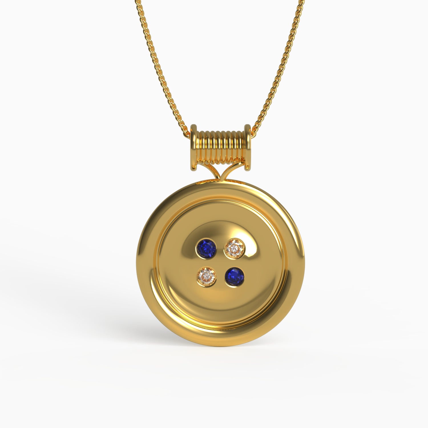 French Couture Pendant in Yellow Gold, Sapphire, Diamond image 0