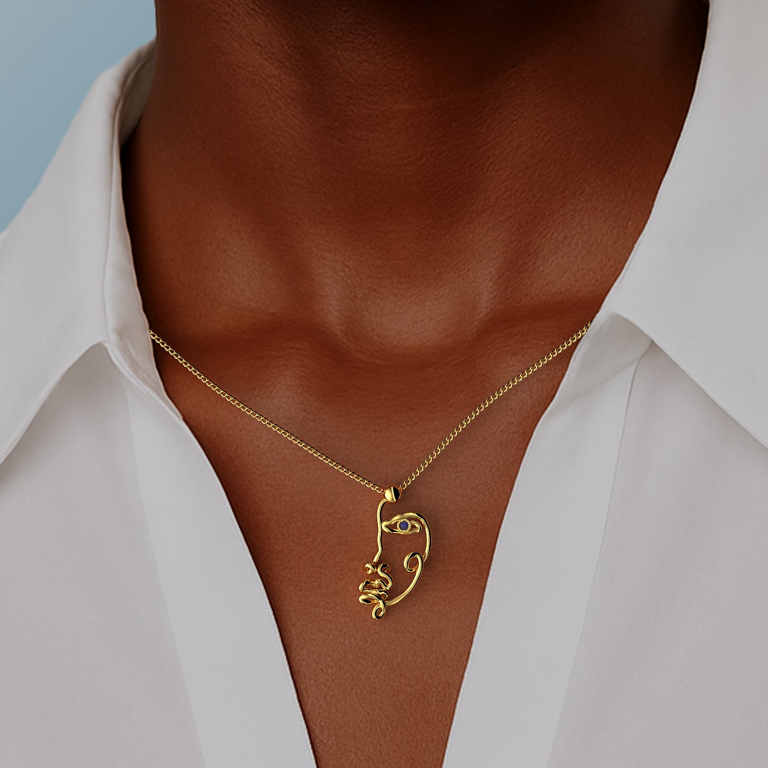 Ladinardò™ Self-Portrait Pendant in Yellow Gold and Sapphire image 1
