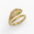 Serpent Ring in Yellow Gold, Diamonds, Emerald image 0