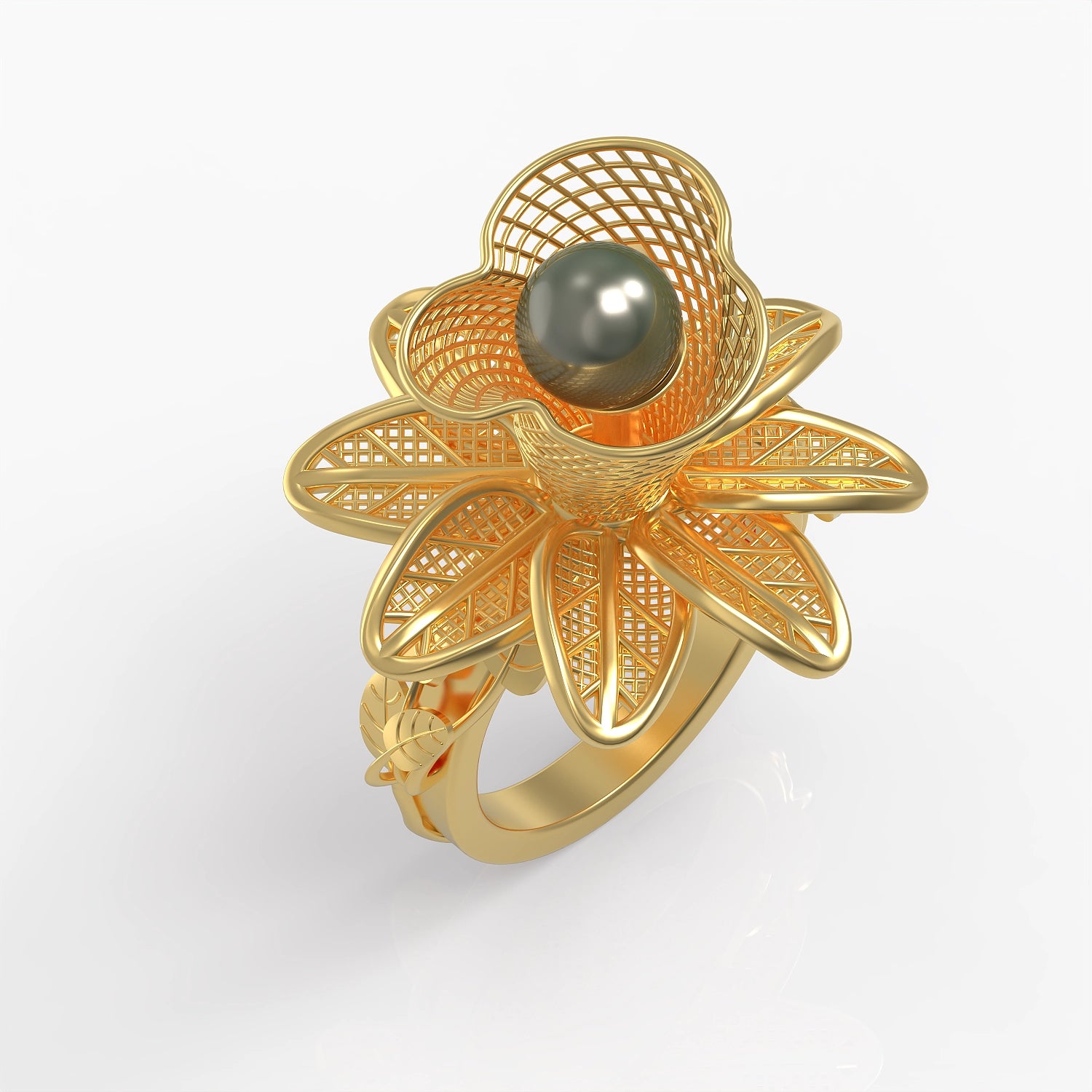 Fiorella Ring in Yellow Gold and Black Tahitian Pearl image 0