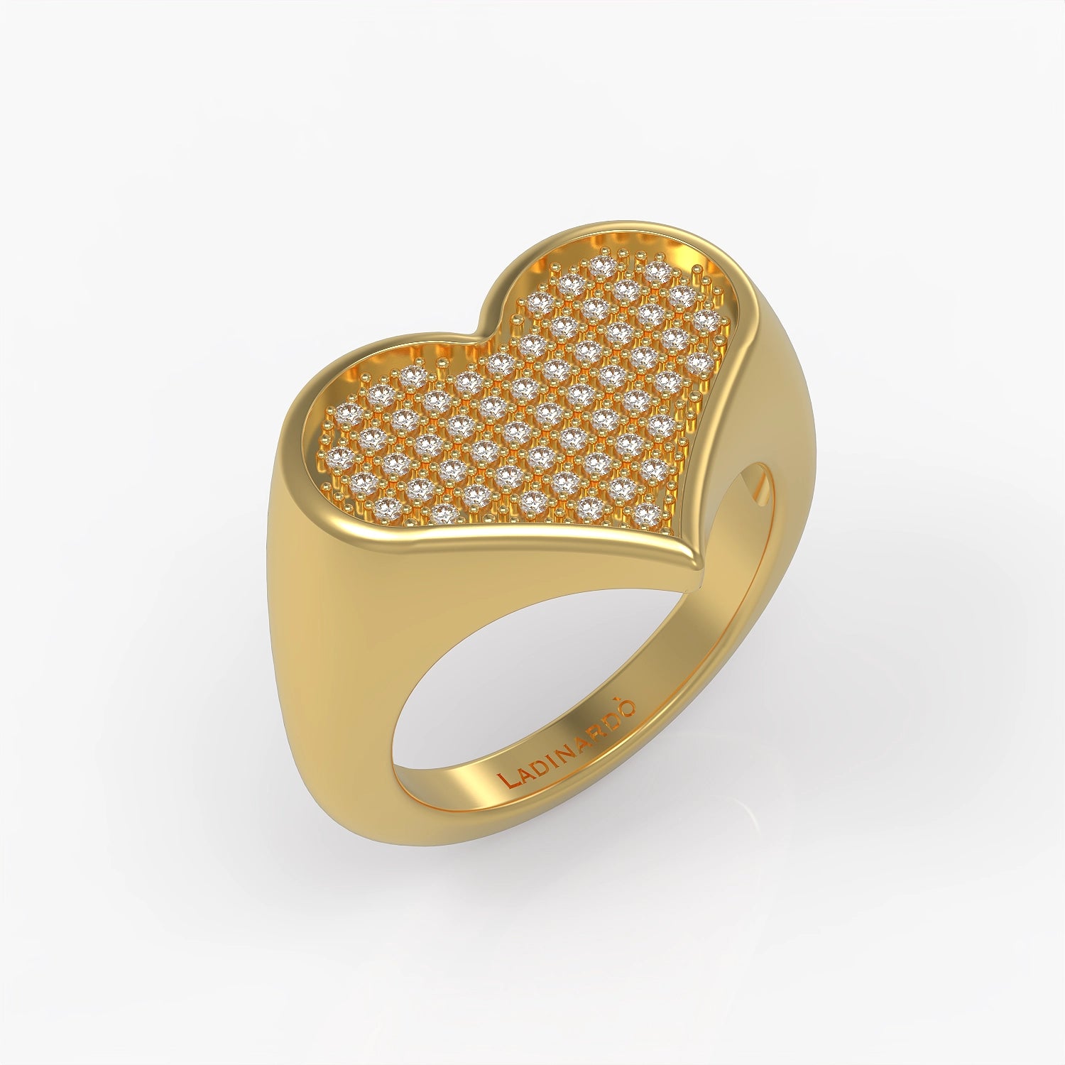 Forevermore Heart Signet Ring in Yellow Gold, Diamonds image 0