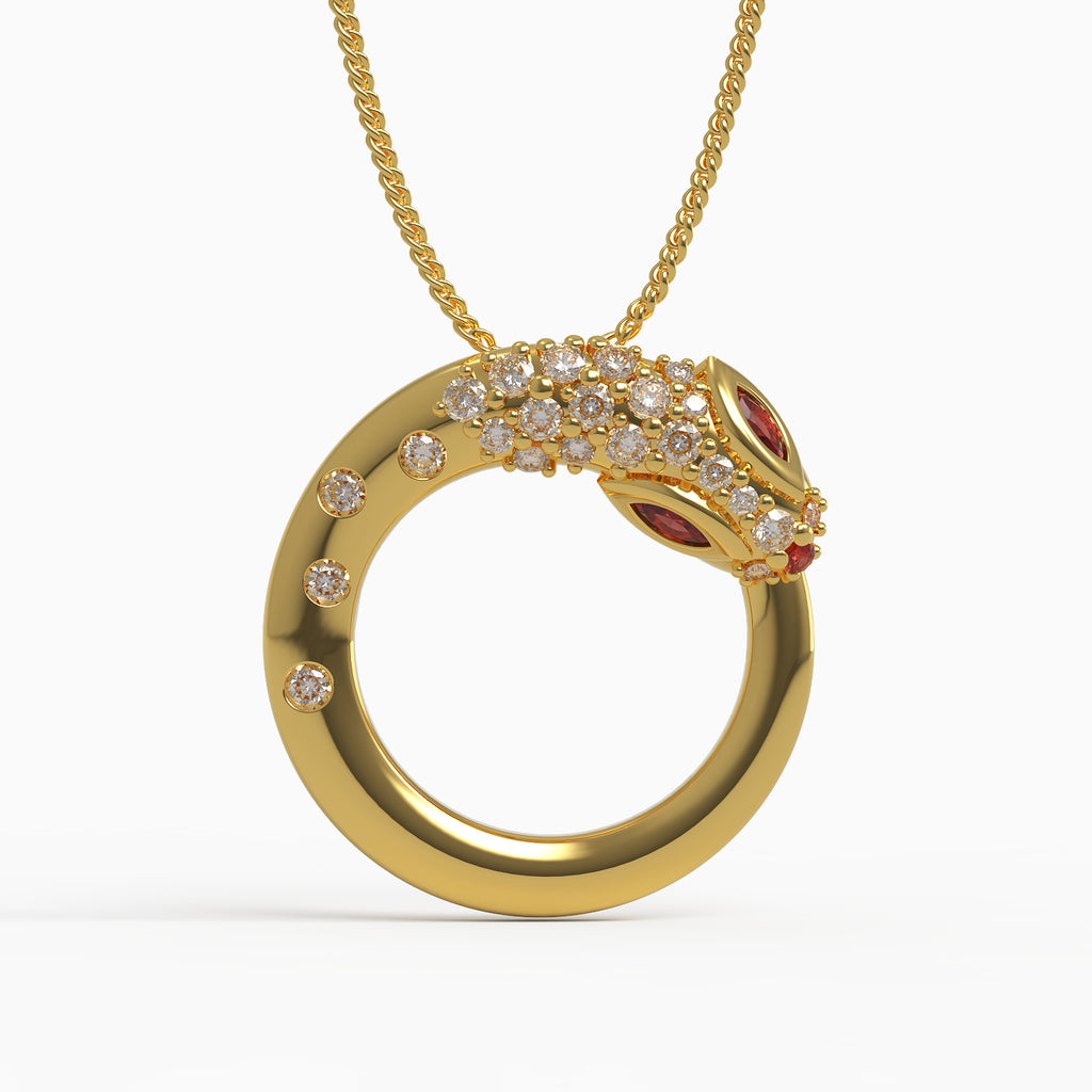 Serpent Pendant in Yellow Gold, Diamond, Ruby image 0