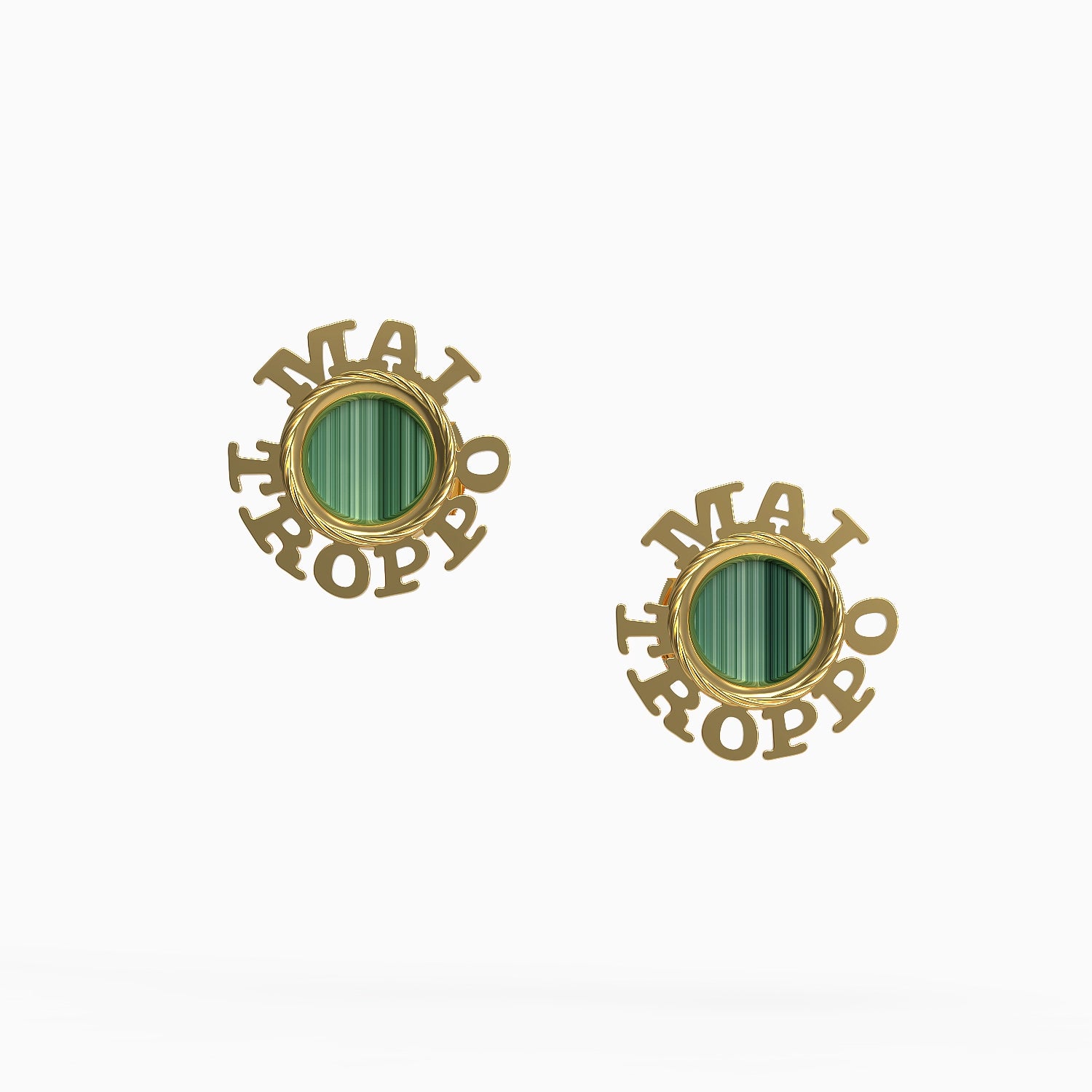 Ladinardò™ Hardware "Never Too Much" Earrings in Yellow Gold, Malachite image 0