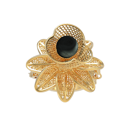 Fiorella Ring in Yellow Gold and Black Tahitian Pearl image 3