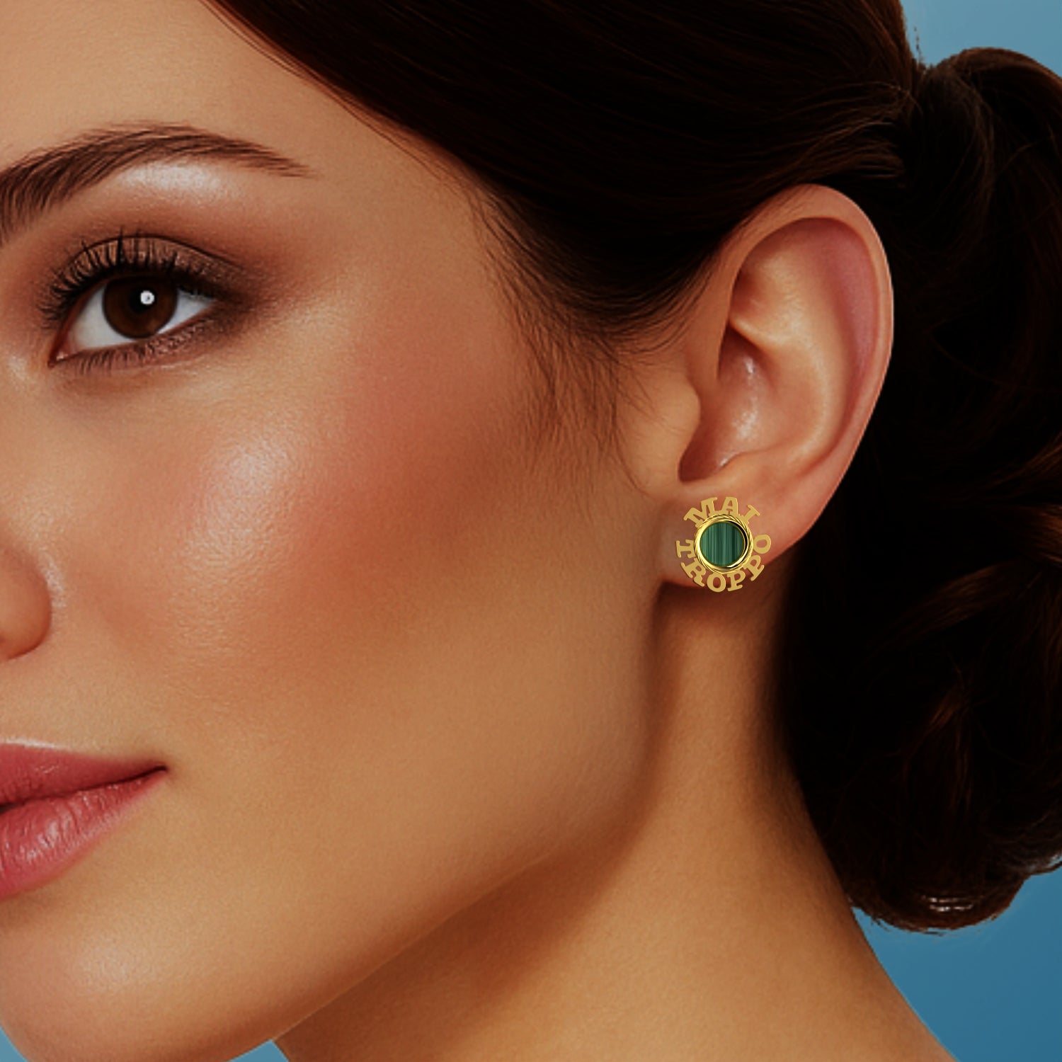 Ladinardò™ Hardware "Never Too Much" Earrings in Yellow Gold, Malachite image 1