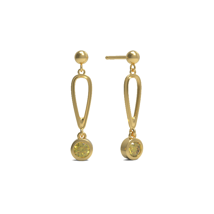 Ladinardò™ Hardware Link Earrings in Yellow Gold, Yellow Diamond image 2