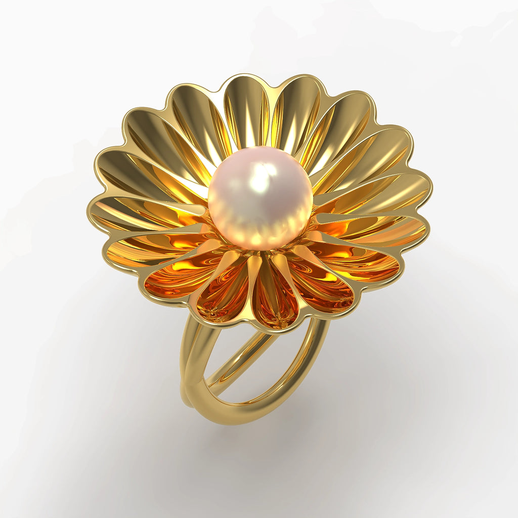 Versailles Ring in Yellow Gold and White Tahitian Pearl image 0