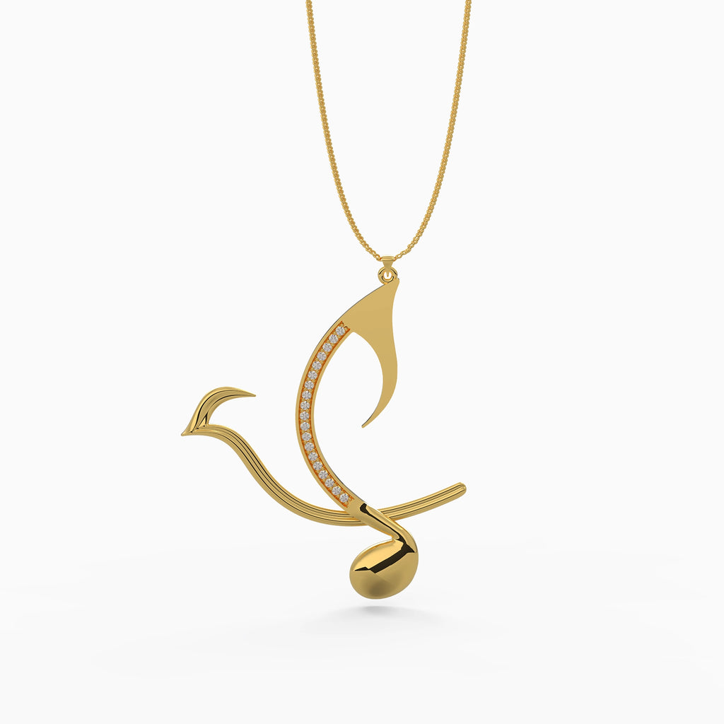 Ladinardò™ Japanese Nightingale Pendant in Yellow Gold and Diamonds image 0