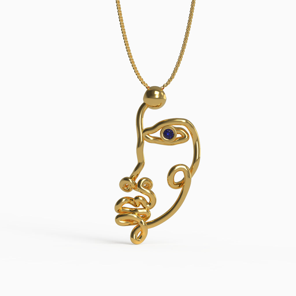 Ladinardò™ Self-Portrait Pendant in Yellow Gold and Sapphire image 0