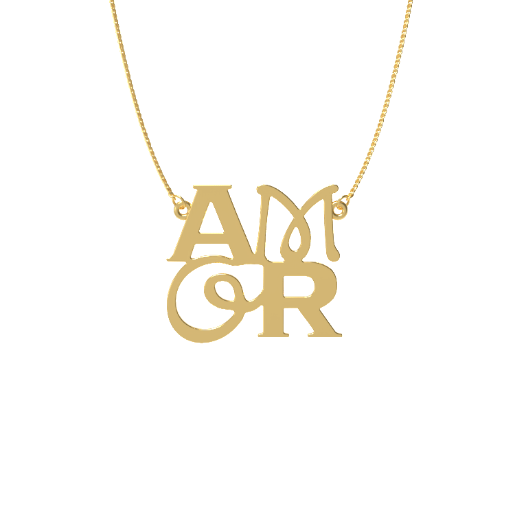 Parisian AMOR Pendant in Yellow Gold image 2