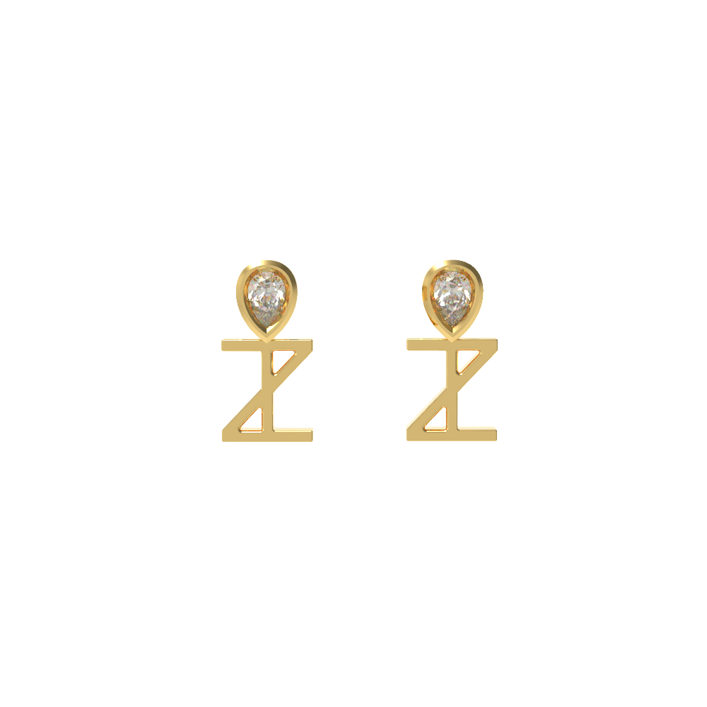 ANKH motif Earring in Yellow Gold and Diamond image 2