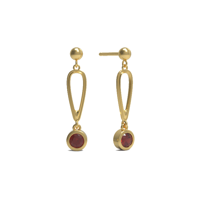 Ladinardò™ Hardware Link Earrings in Yellow Gold, Garnet image 2