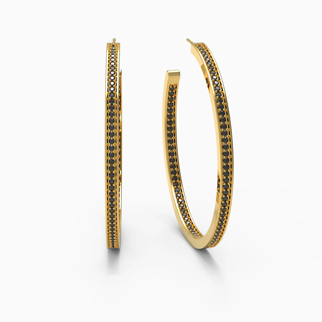 Ladinardò™ Metro Hoop Earrings in Yellow Gold and Black Diamonds image 0