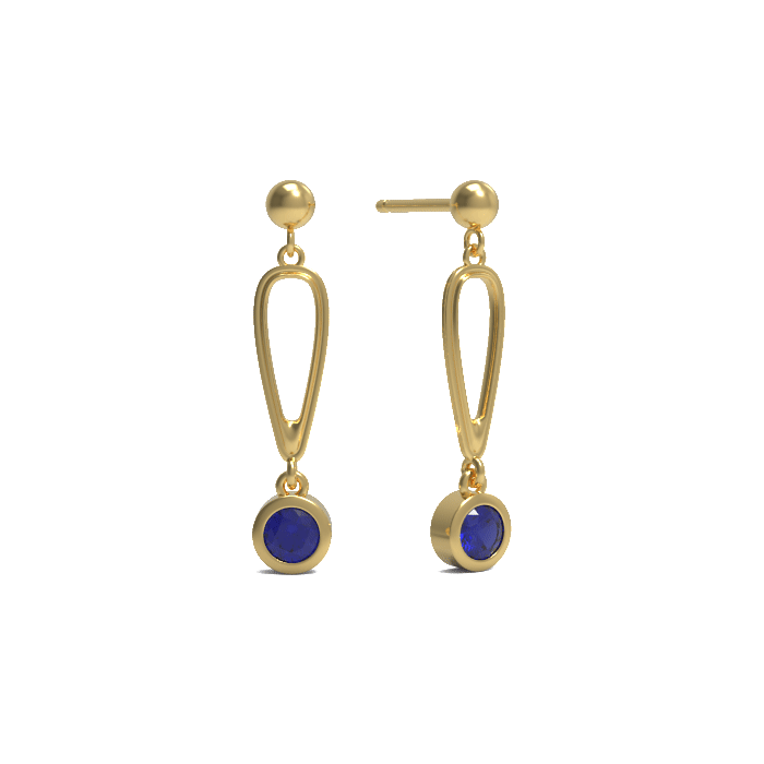 Ladinardò™ Hardware Link Earrings in Yellow Gold, Sapphire image 2