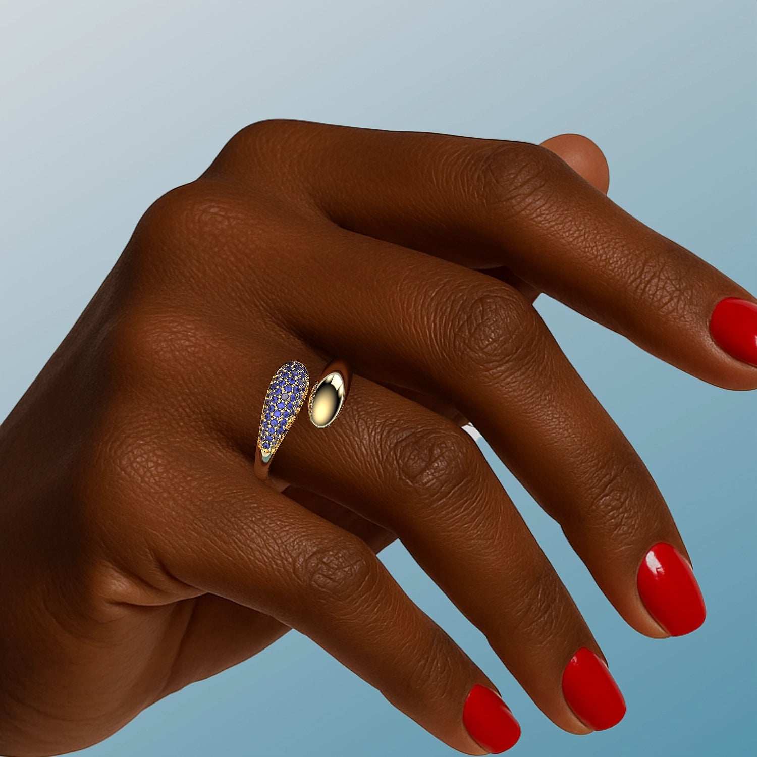 Fiamma Ring in Yellow Gold and Sapphires image 1