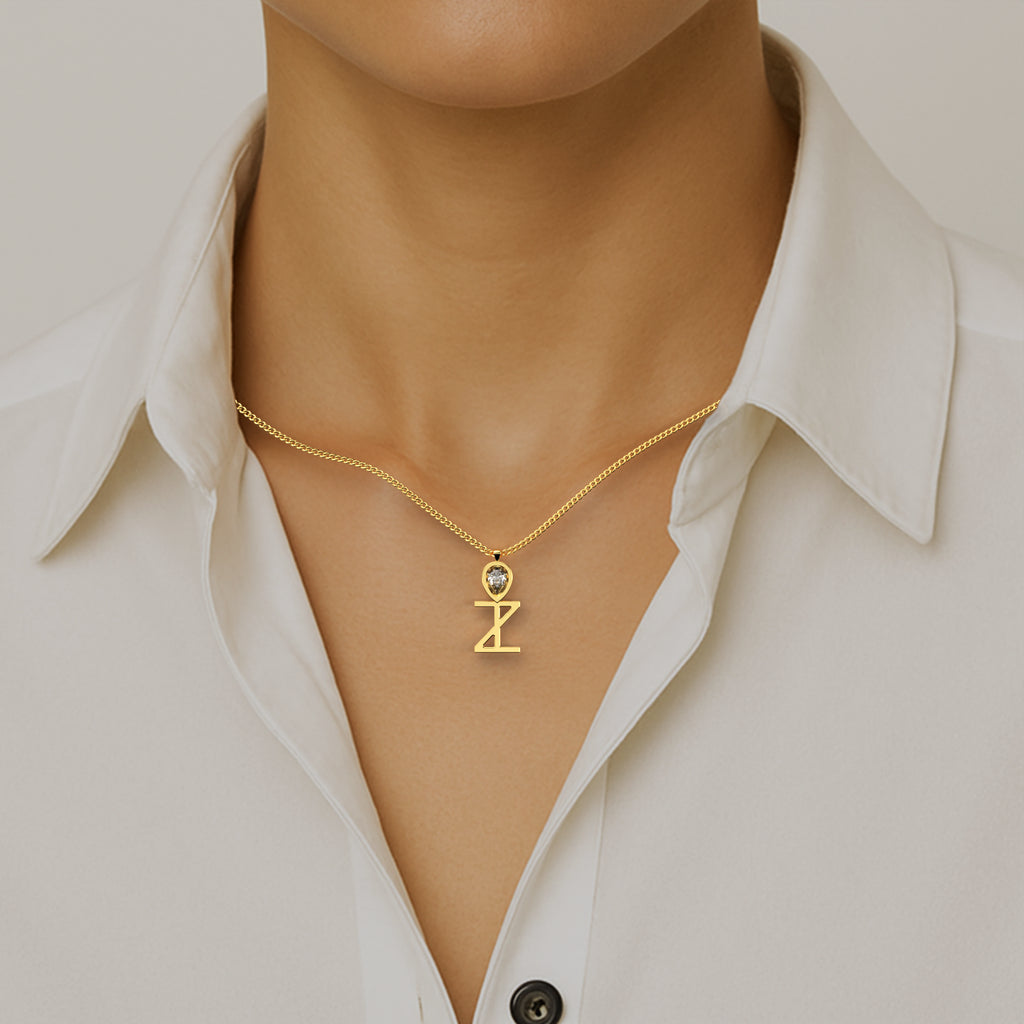 Ankh Motif Pendant in Yellow Gold and Diamond image 1