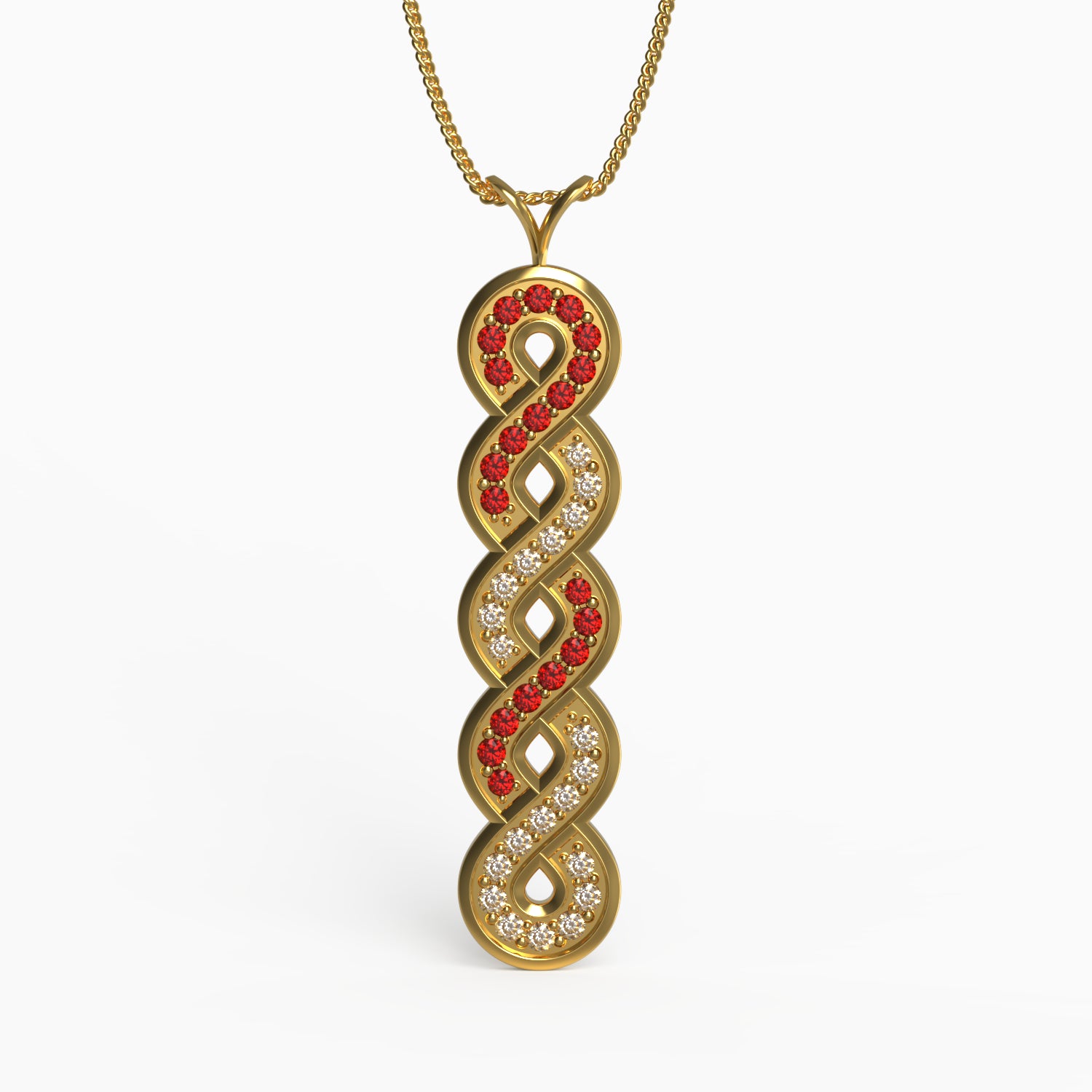Ladinardò® Eternal Knot  Pendant in Yellow Gold, Diamond, Ruby image 0