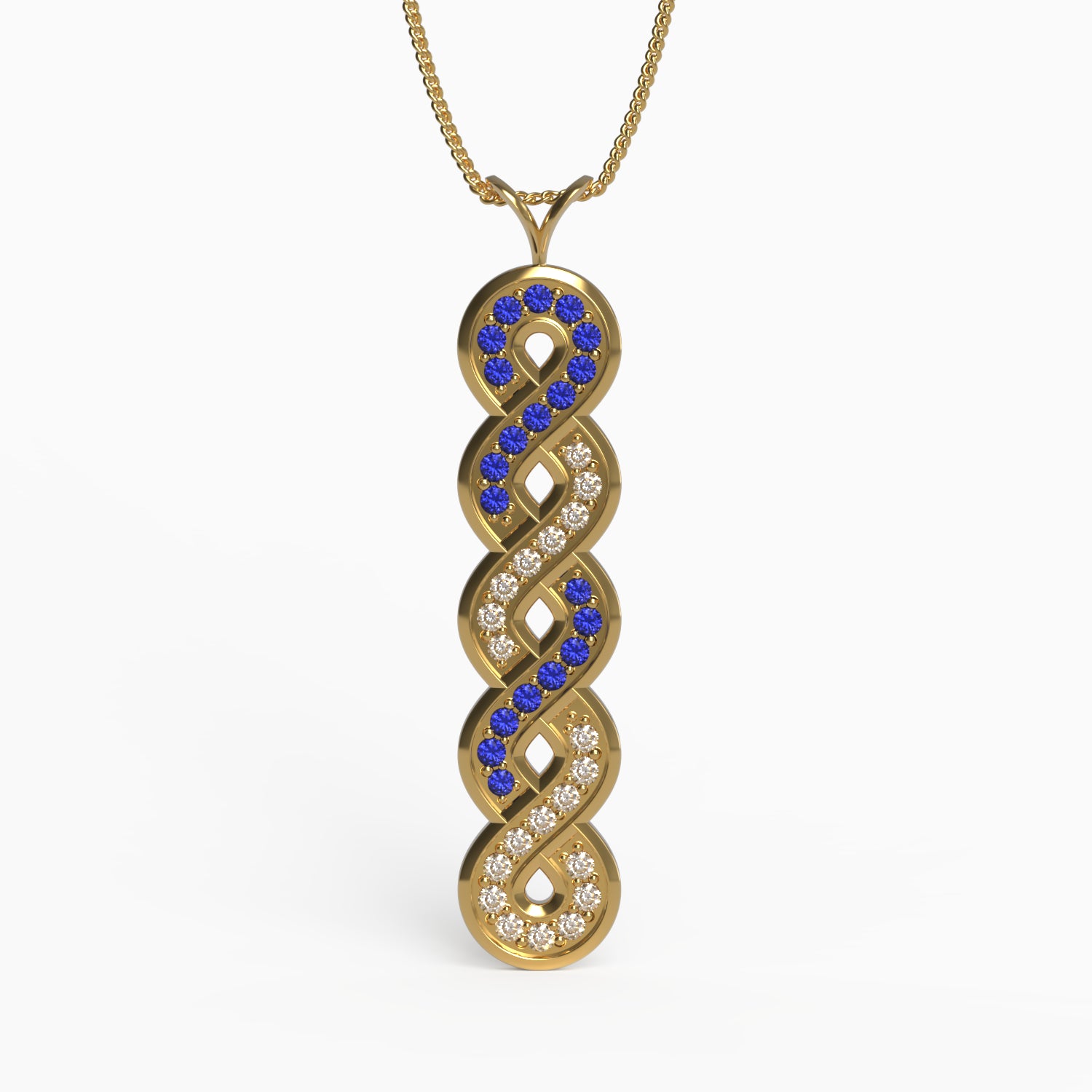 Ladinardò® Eternal Knot  Pendant in Yellow Gold, Diamond, Sapphire image 0