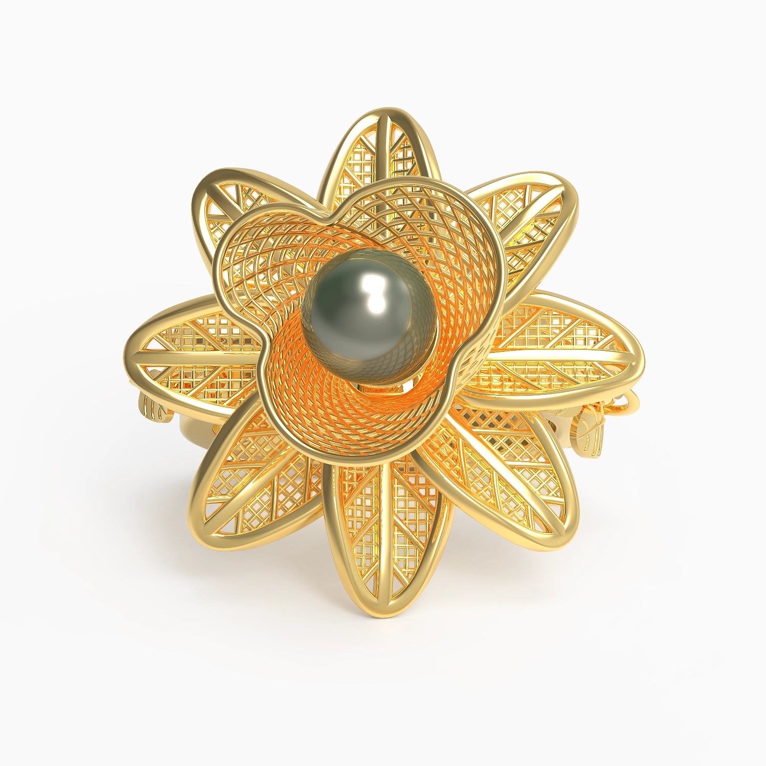 Fiorella Ring in Yellow Gold and Black Tahitian Pearl image 2