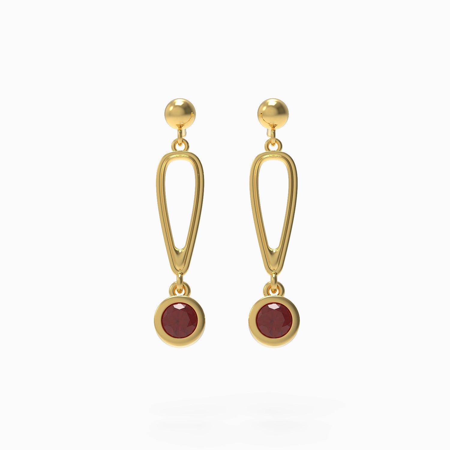 Ladinardò™ Hardware Link Earrings in Yellow Gold, Garnet image 0