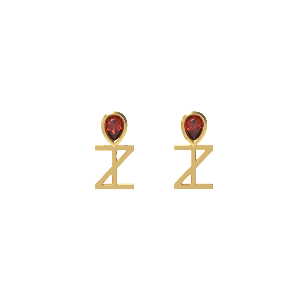 Ladinardò™ ANKH motif Earring in Yellow Gold and Garnet image 2