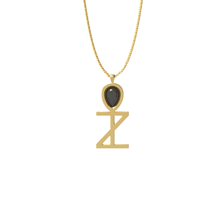 Ladinardò™ Ankh Motif Pendant in Yellow Gold and Black Diamond image 2