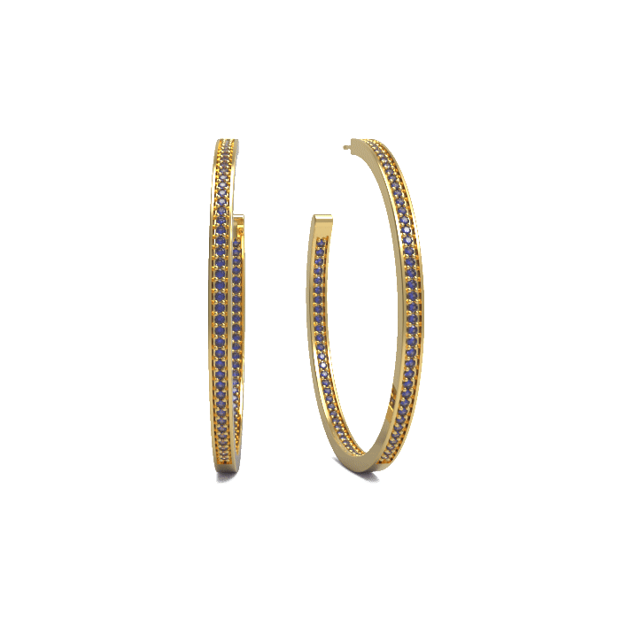 Ladinardò™ Metro Hoop Earrings in Yellow Gold and Blue Sapphires image 2