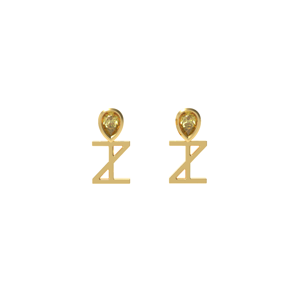 Ladinardò™ ANKH motif Earring in Yellow Gold and Yellow Diamond image 2