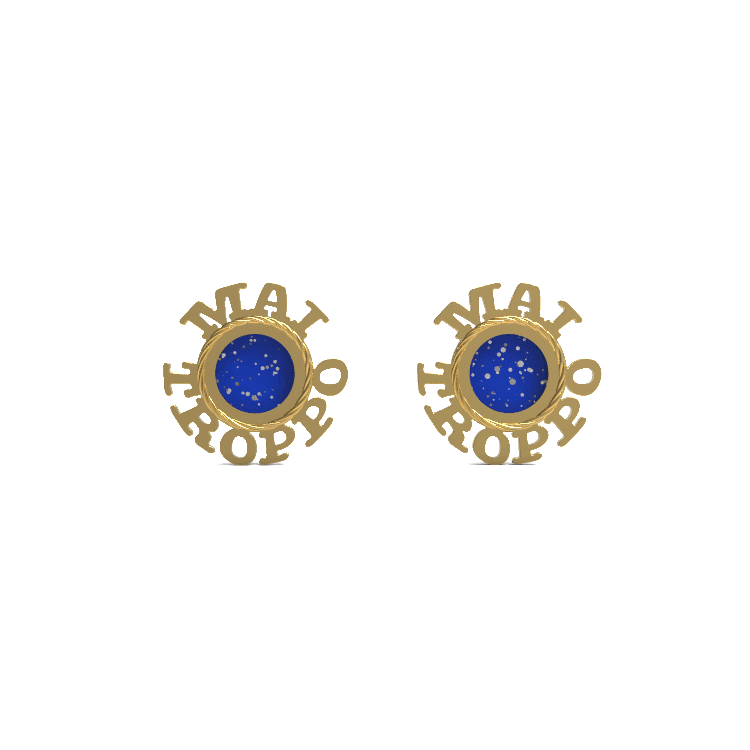 Ladinardò™ Hardware "Never Too Much" Earrings in Yellow Gold, Blue Lapis image 2