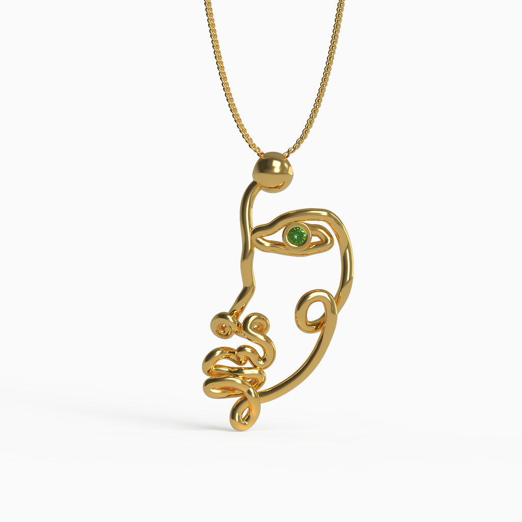 Ladinardò™ Self-Portrait Pendant in Yellow Gold, Emerald image 0