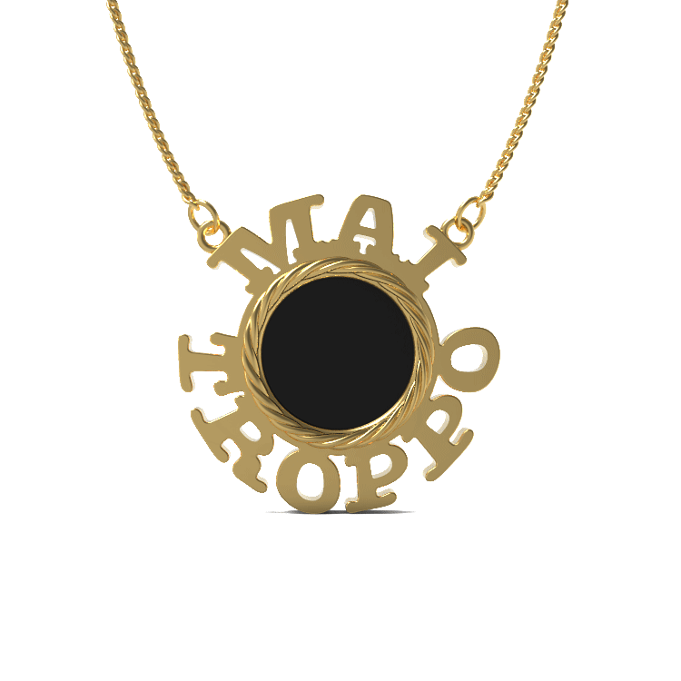 Mai Troppo "Never Too Much" Pendant in Yellow Gold and Onyx image 2