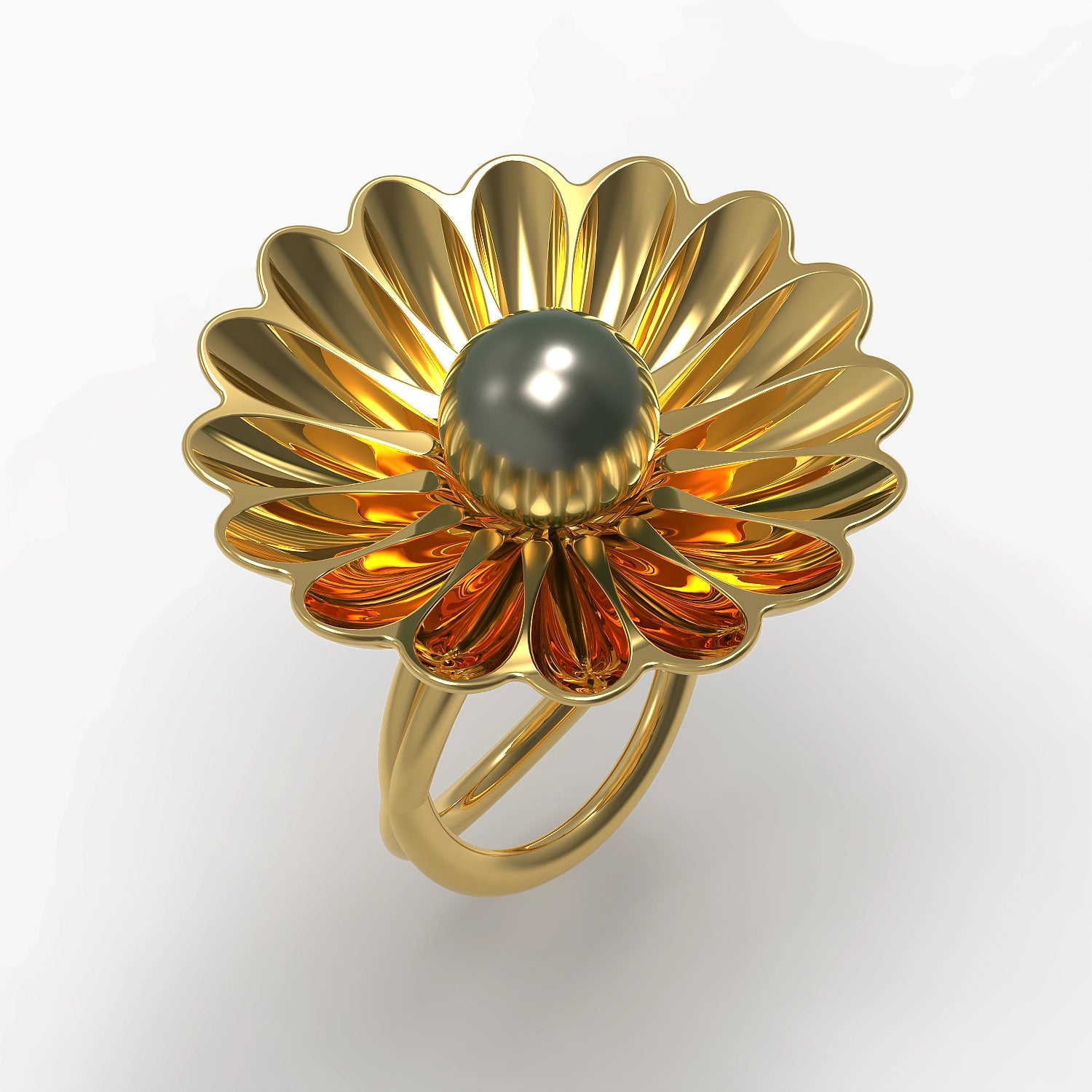Versailles Ring in Yellow Gold and Black Tahitian Pearl image 0