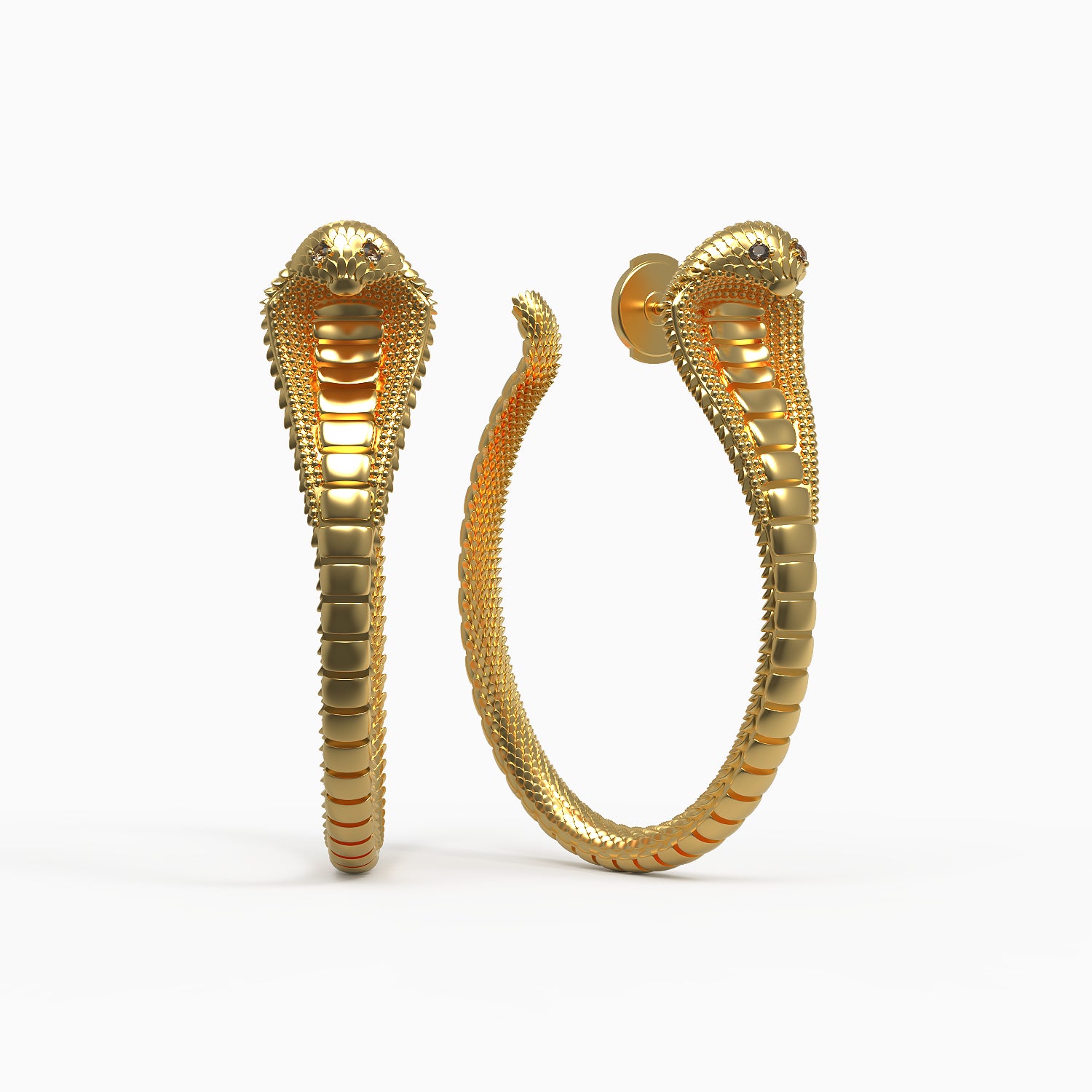 Cleopatra Cobra Hoops in Yellow Gold, Black Diamond image 0