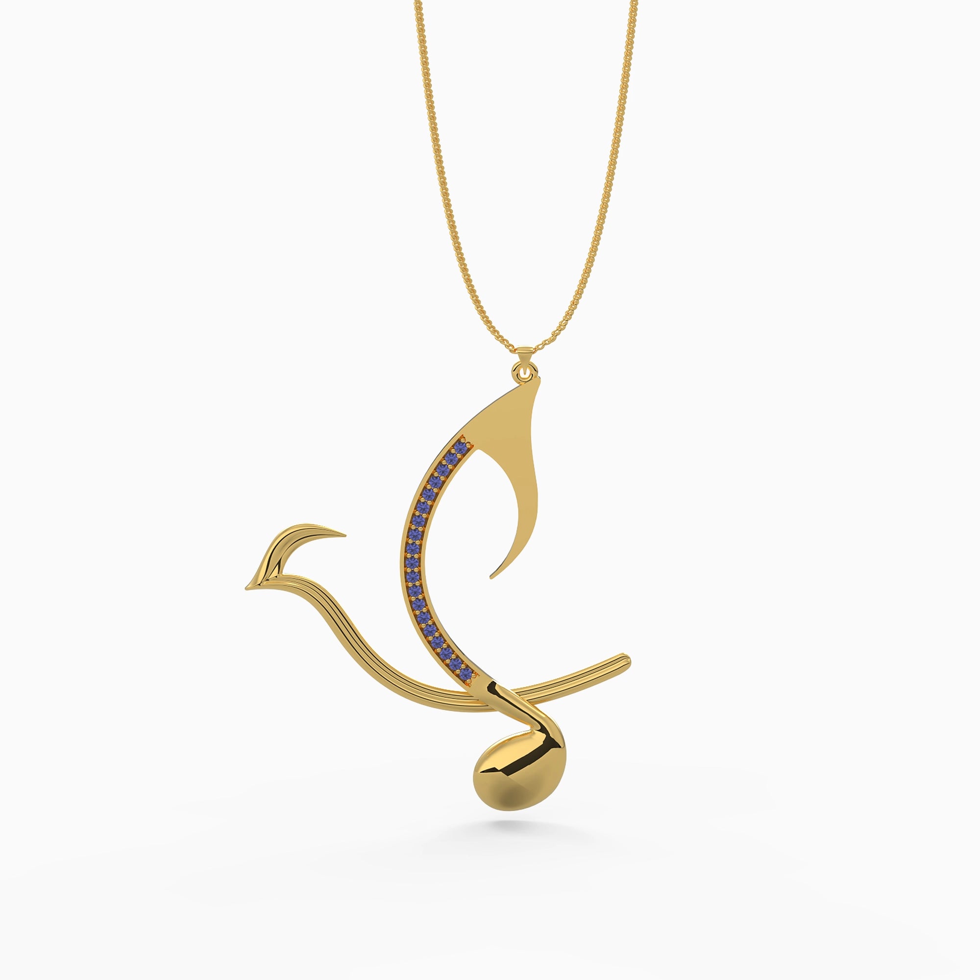 Ladinardò™ Japanese Nightingale Pendant in Yellow Gold and Sapphires image 0